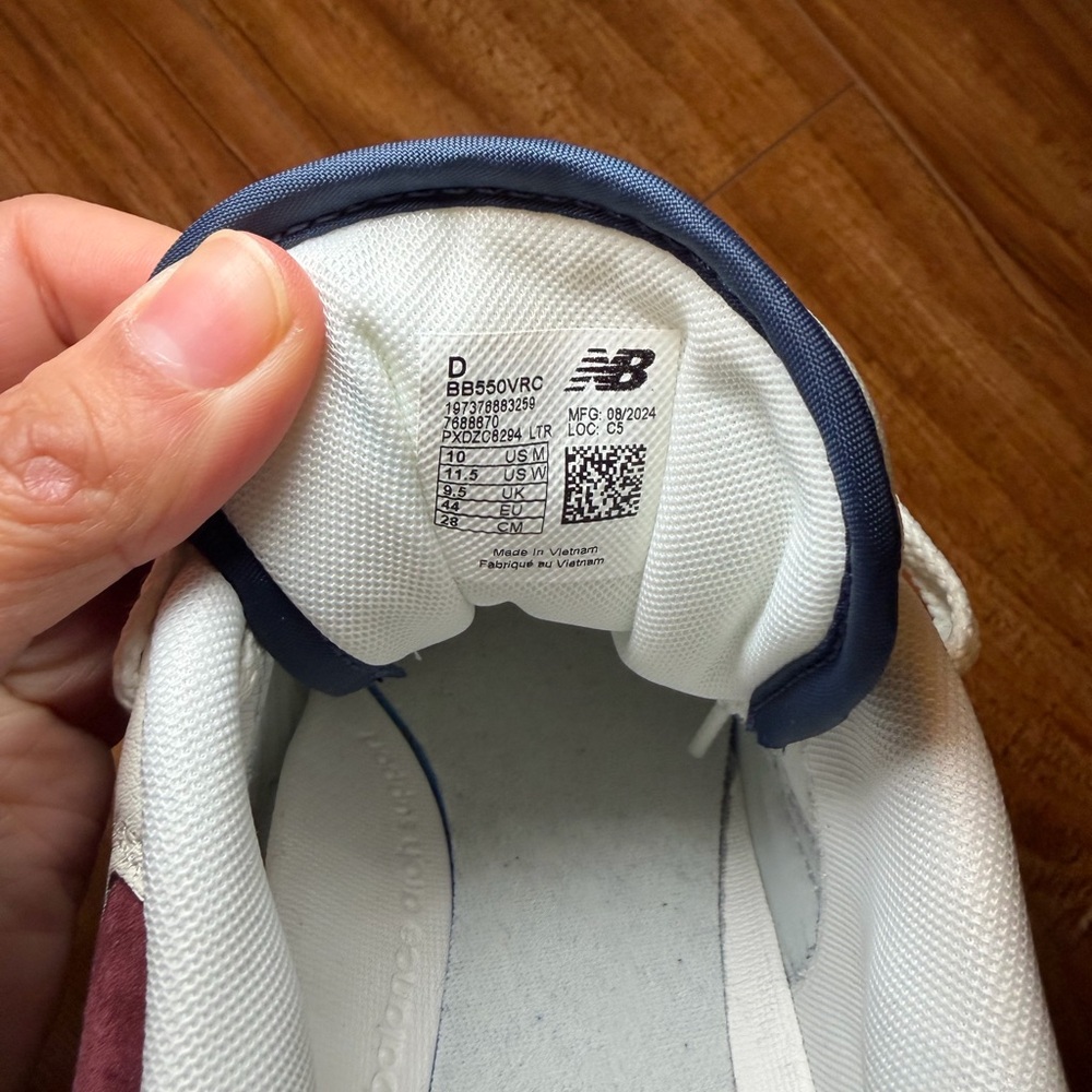 New Balance 550 Cream and Burgundy Sneakers - Picture 11 of 11